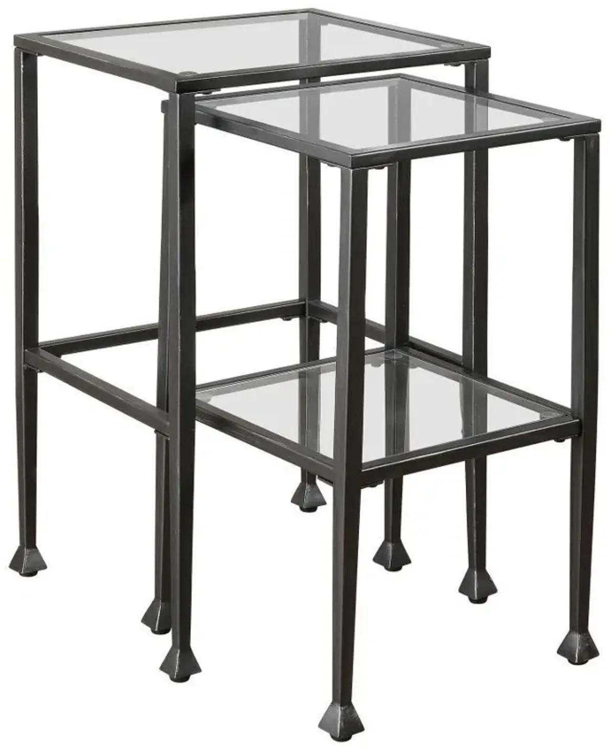 Leilani - 2 Piece Glass Top Nesting Table Set - Black