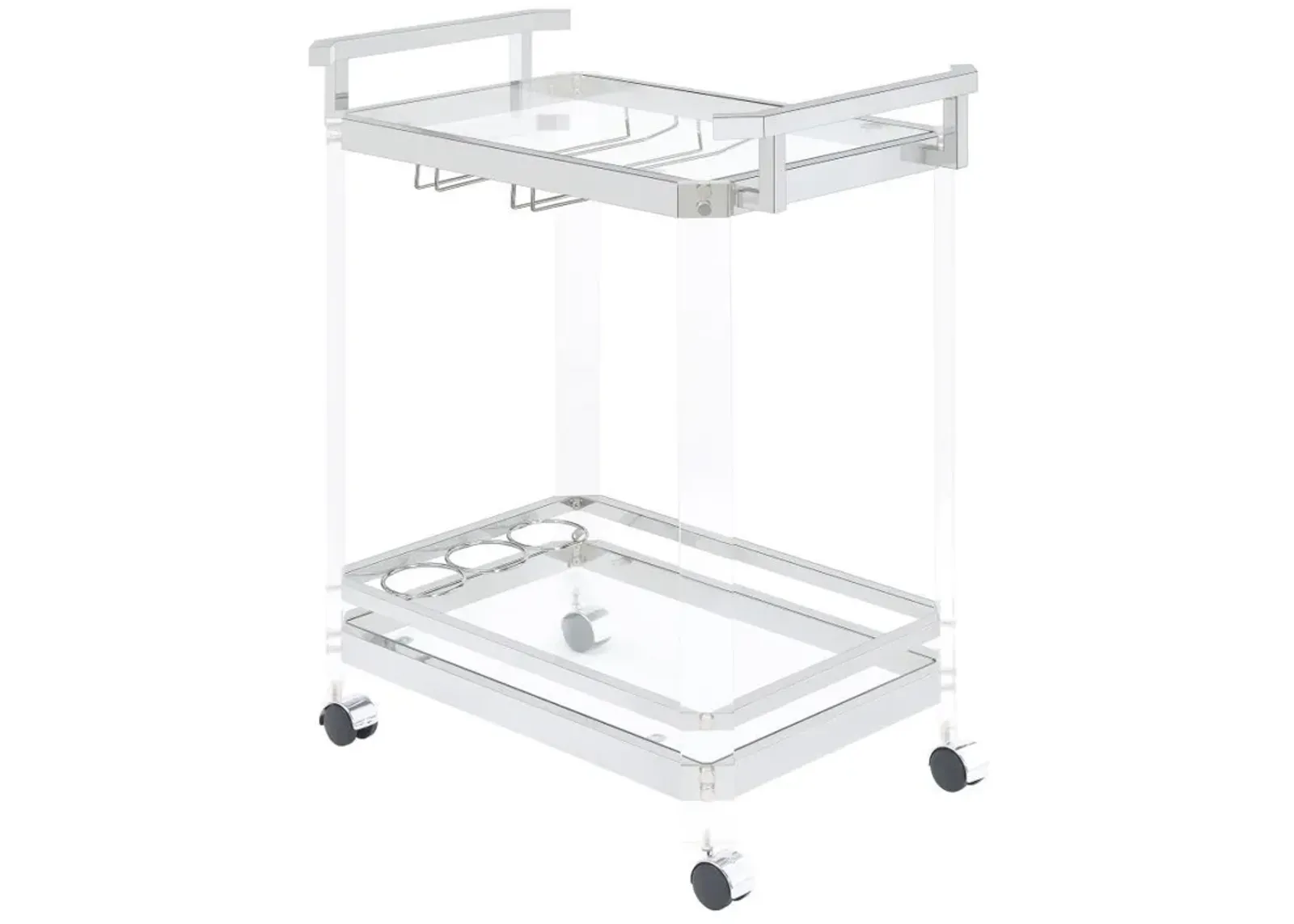 Jefferson - 2-Tier Glass Shelf Acrylic Bar Cart - Chrome