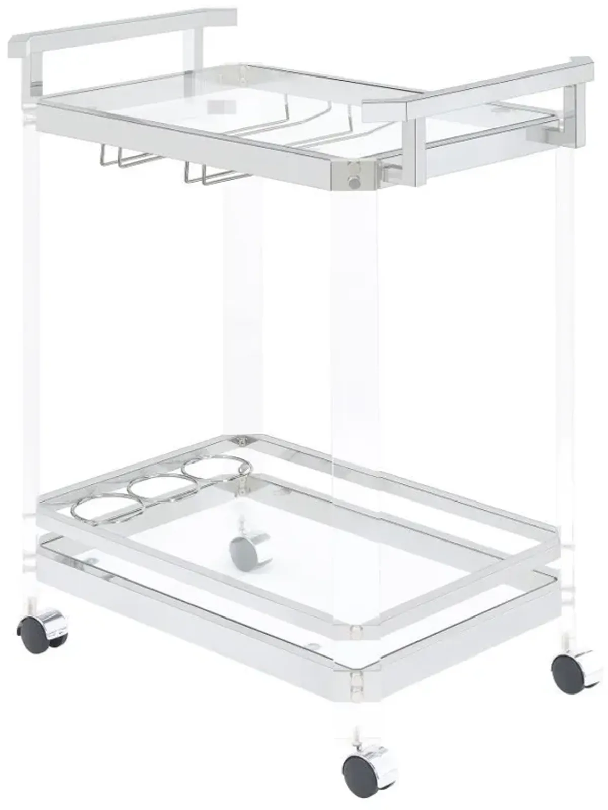 Jefferson - 2-Tier Glass Shelf Acrylic Bar Cart - Chrome