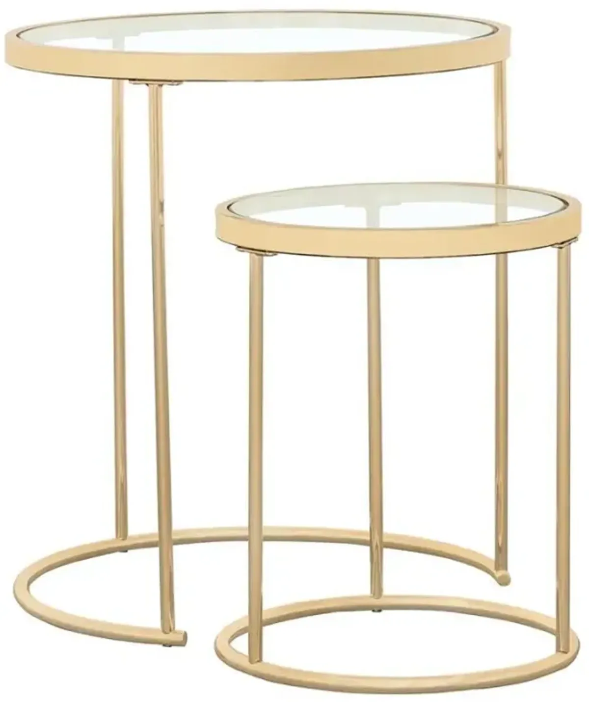 Maylin - 2 Piece Round Glass Top Nesting Table Set - Gold