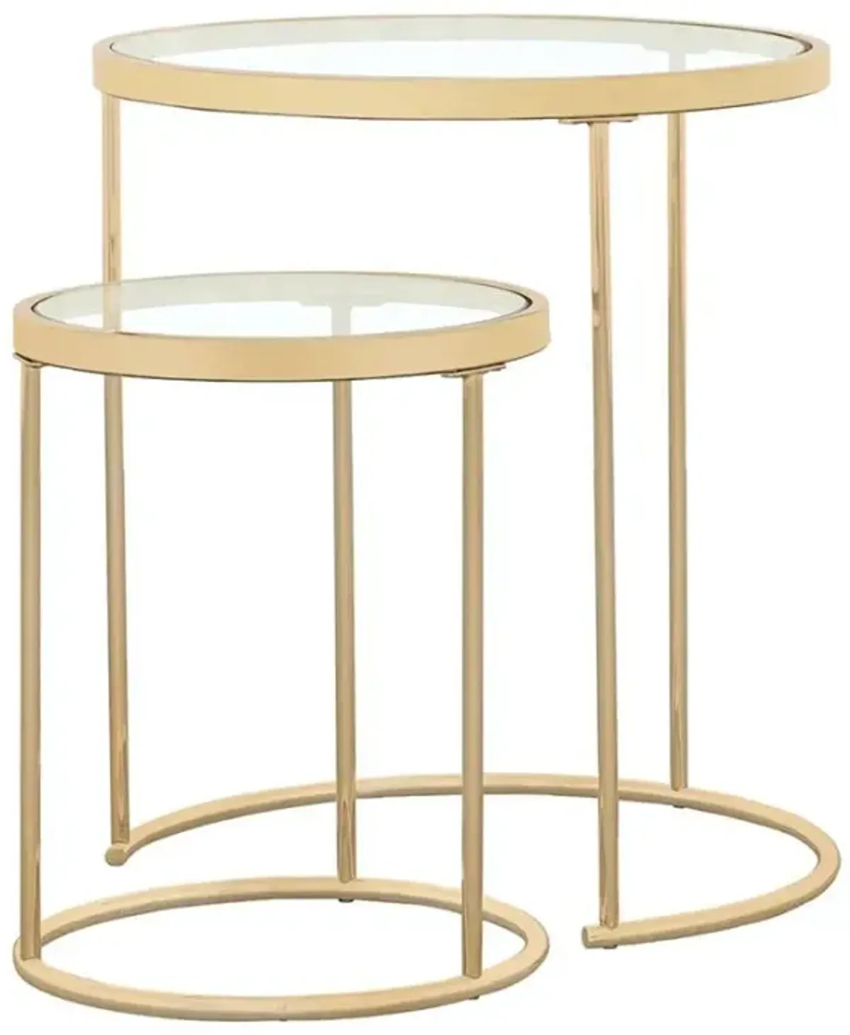 Maylin - 2 Piece Round Glass Top Nesting Table Set - Gold