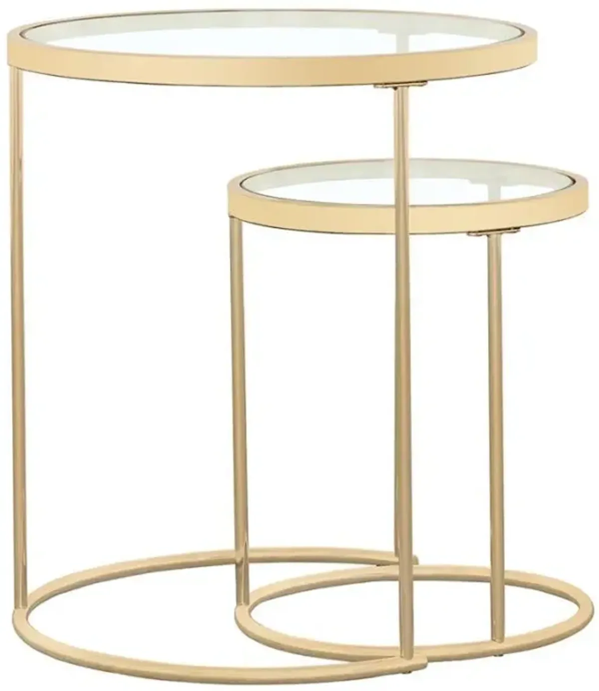 Maylin - 2 Piece Round Glass Top Nesting Table Set - Gold