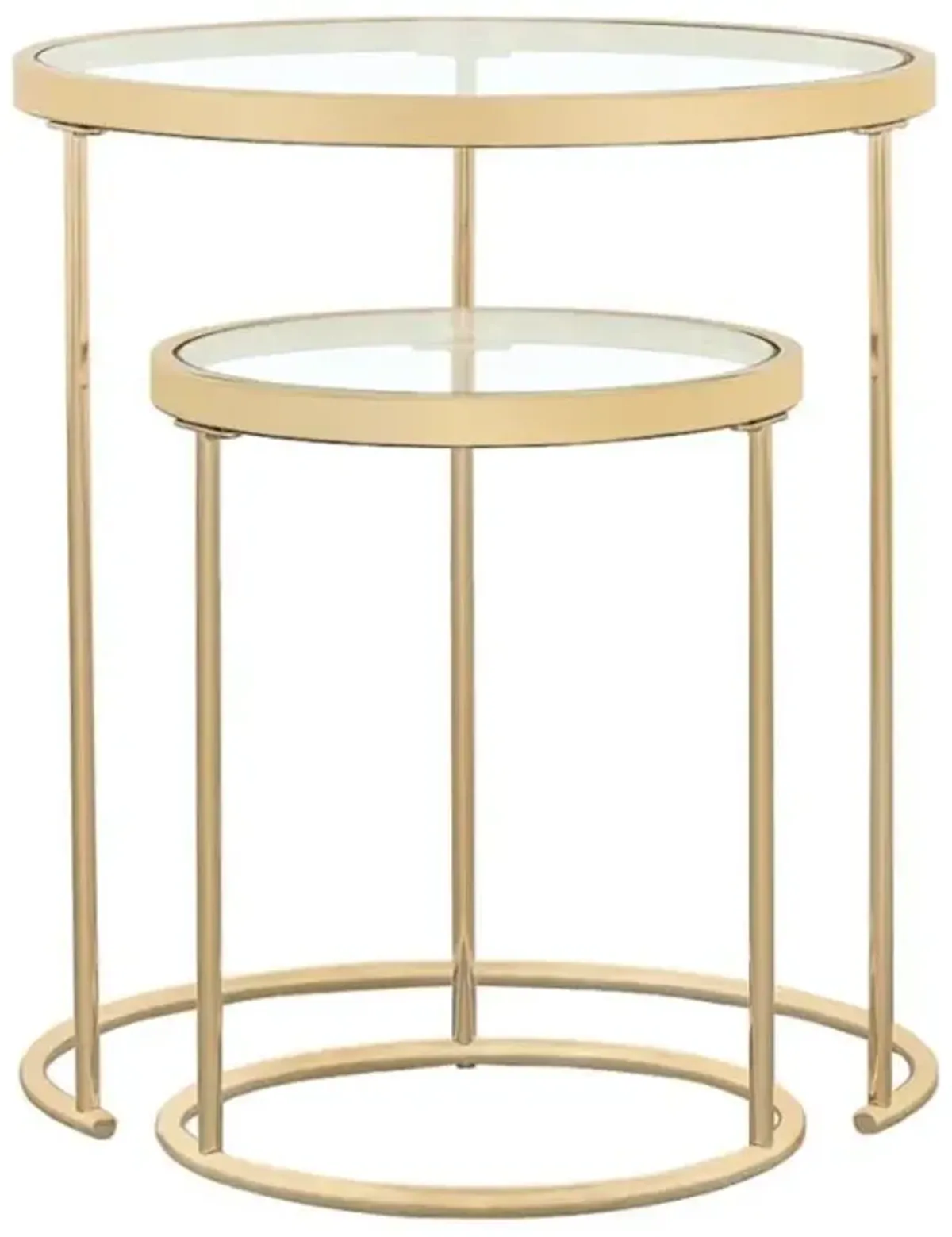 Maylin - 2 Piece Round Glass Top Nesting Table Set - Gold