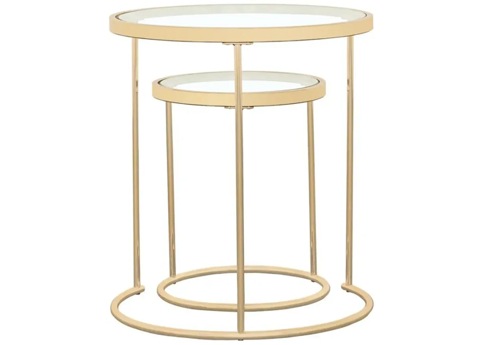 Maylin - 2 Piece Round Glass Top Nesting Tables - Gold