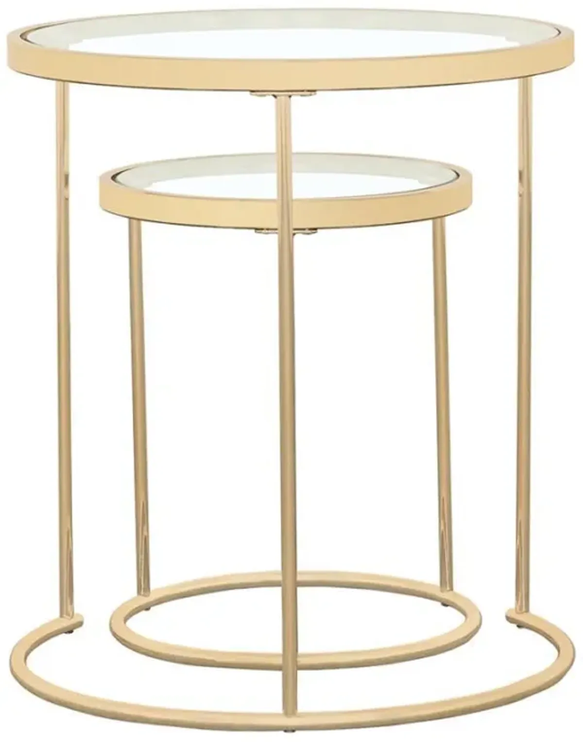 Maylin - 2 Piece Round Glass Top Nesting Tables - Gold