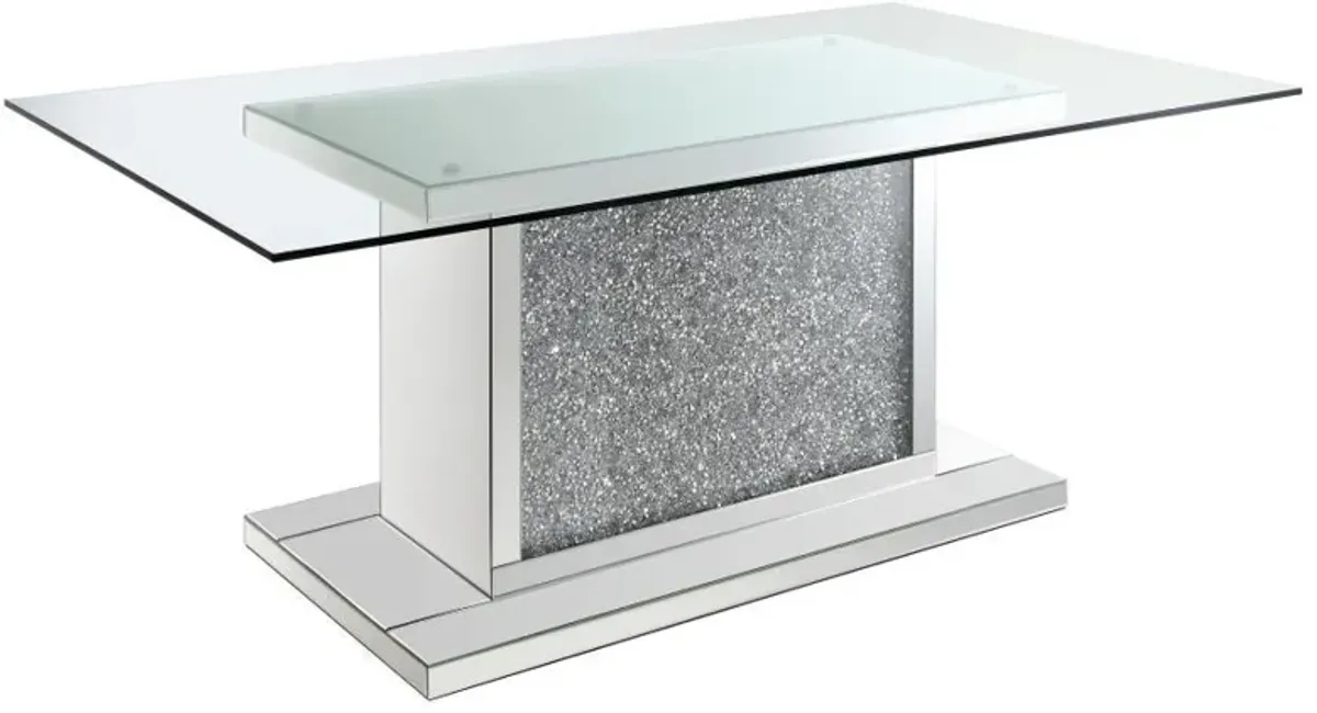 Marilyn - Rectangular Glass Top Dining Table - Silver