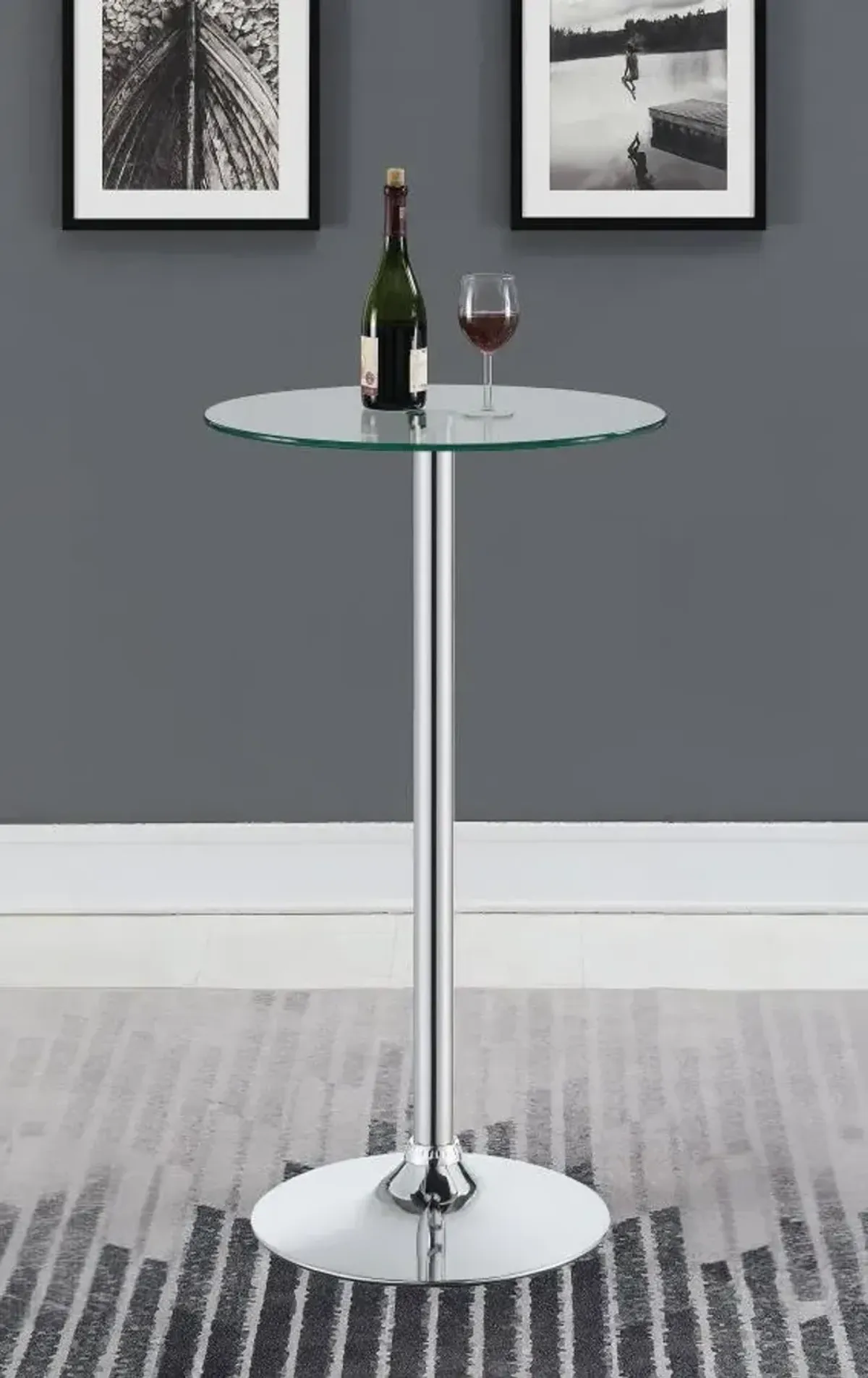 Abiline - Round Glass Top Bistro Bar Table - Chrome