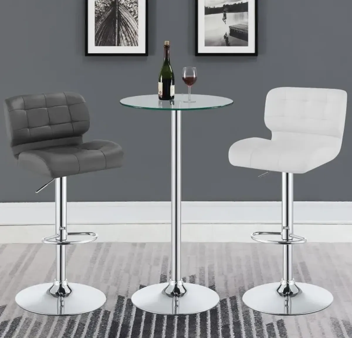 Abiline - Round Glass Top Bistro Bar Table - Chrome