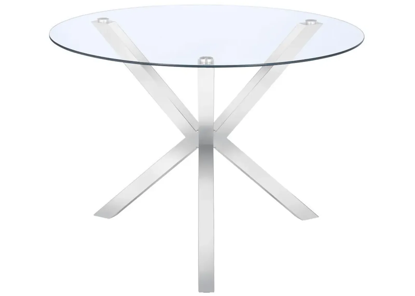 Vance - Round Glass Top Asterisk Dining Table - Chrome