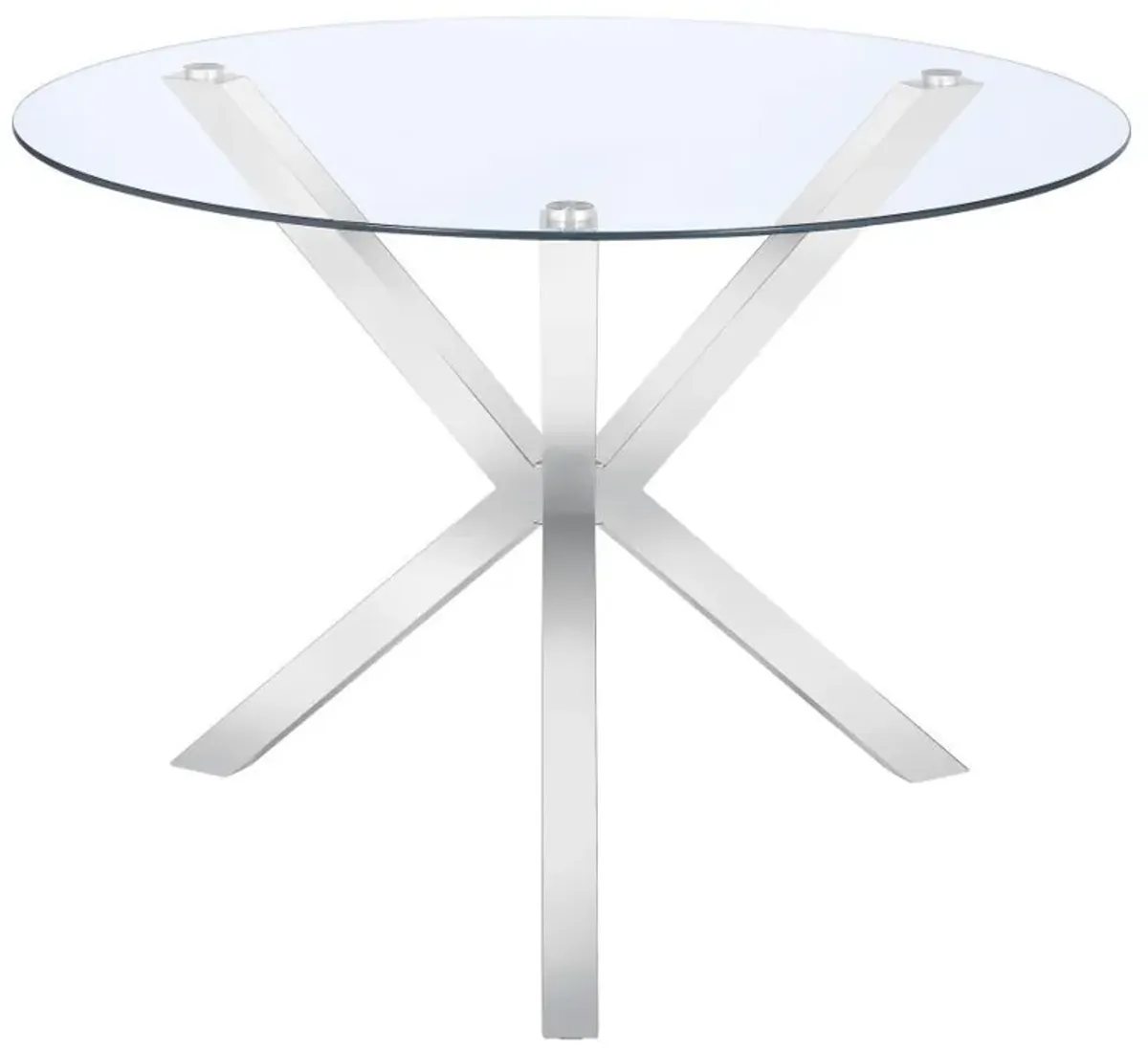 Vance - Round Glass Top Asterisk Dining Table - Chrome