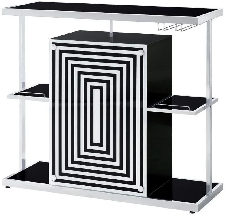 Zinnia - 2-Tier Bar Unit - Glossy Black And White