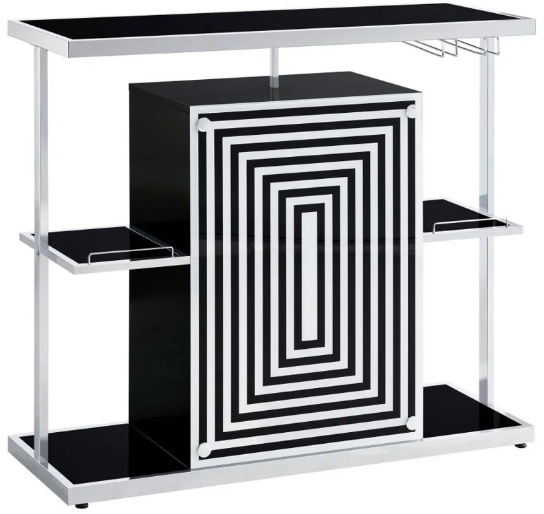 Zinnia - 2-Tier Bar Unit - Glossy Black And White