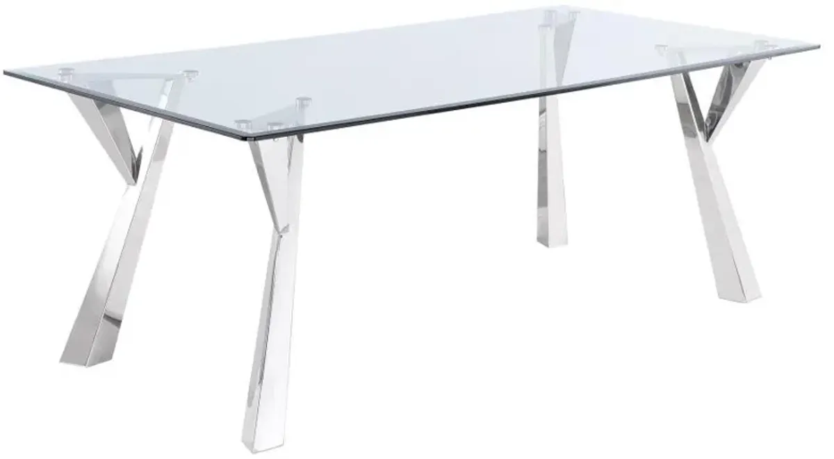 Alaia - Rectangular Glass Top Dining Table - Chrome