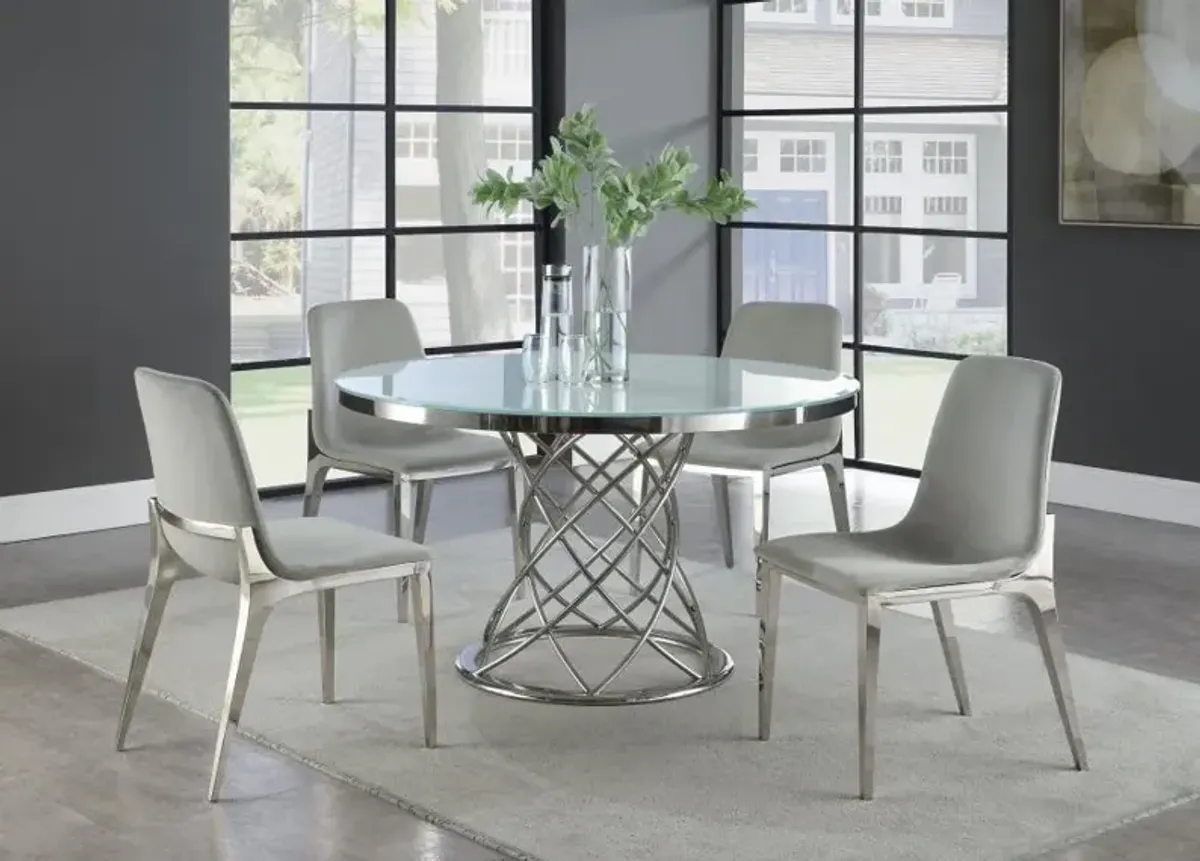 Irene - Round Glass Top Dining Table - Chrome