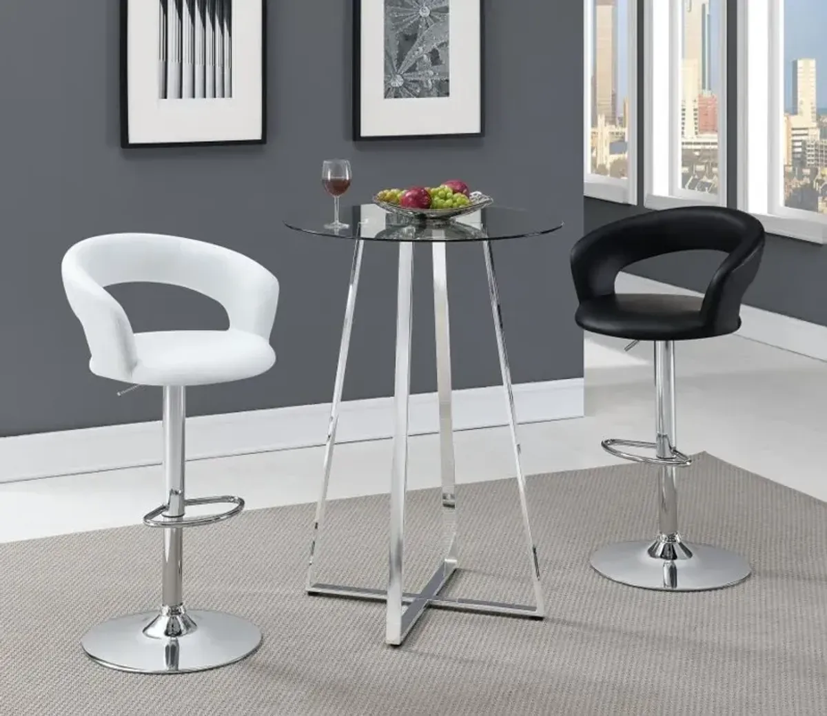 Zanella - Round Glass Top Bistro Bar Table - Chrome