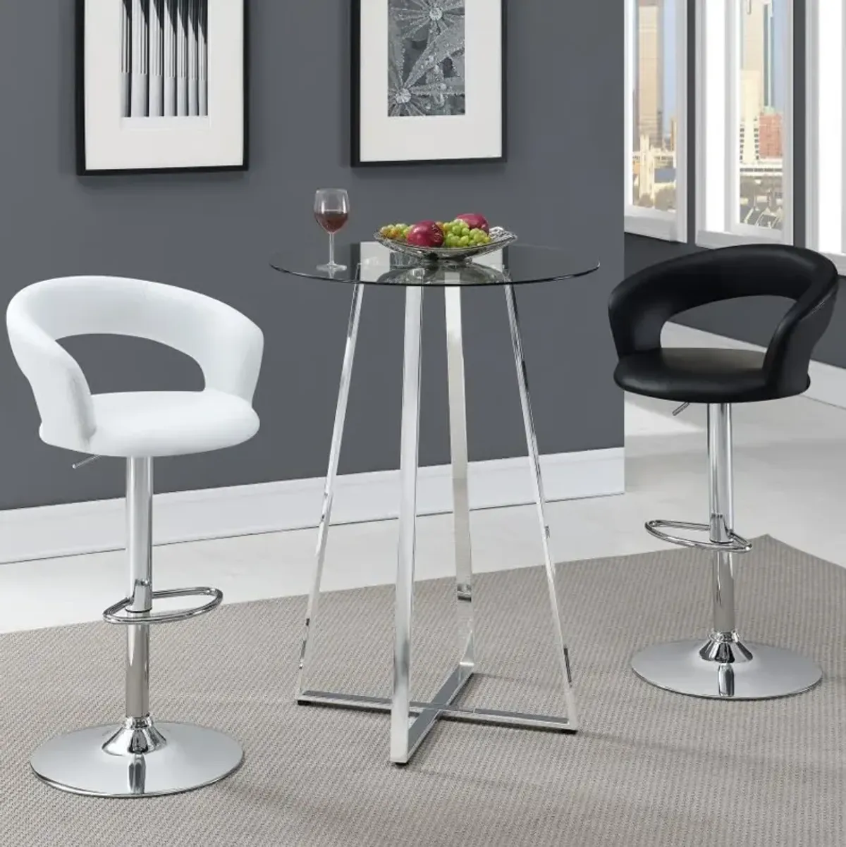 Zanella - Round Glass Top Bistro Bar Table - Chrome