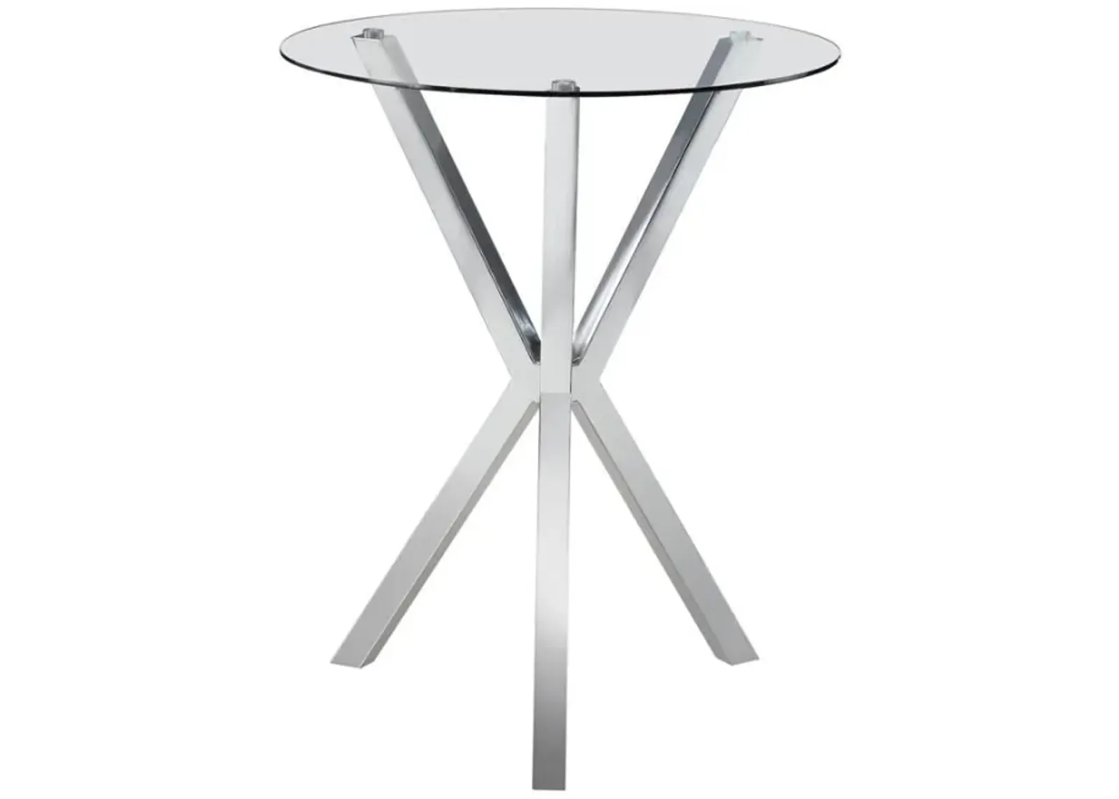 Denali - Round Glass Top Bistro Bar Table - Chrome