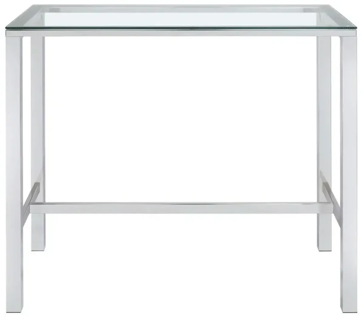 Tolbert - Rectangular Glass Top Pub Bar Table - Chrome