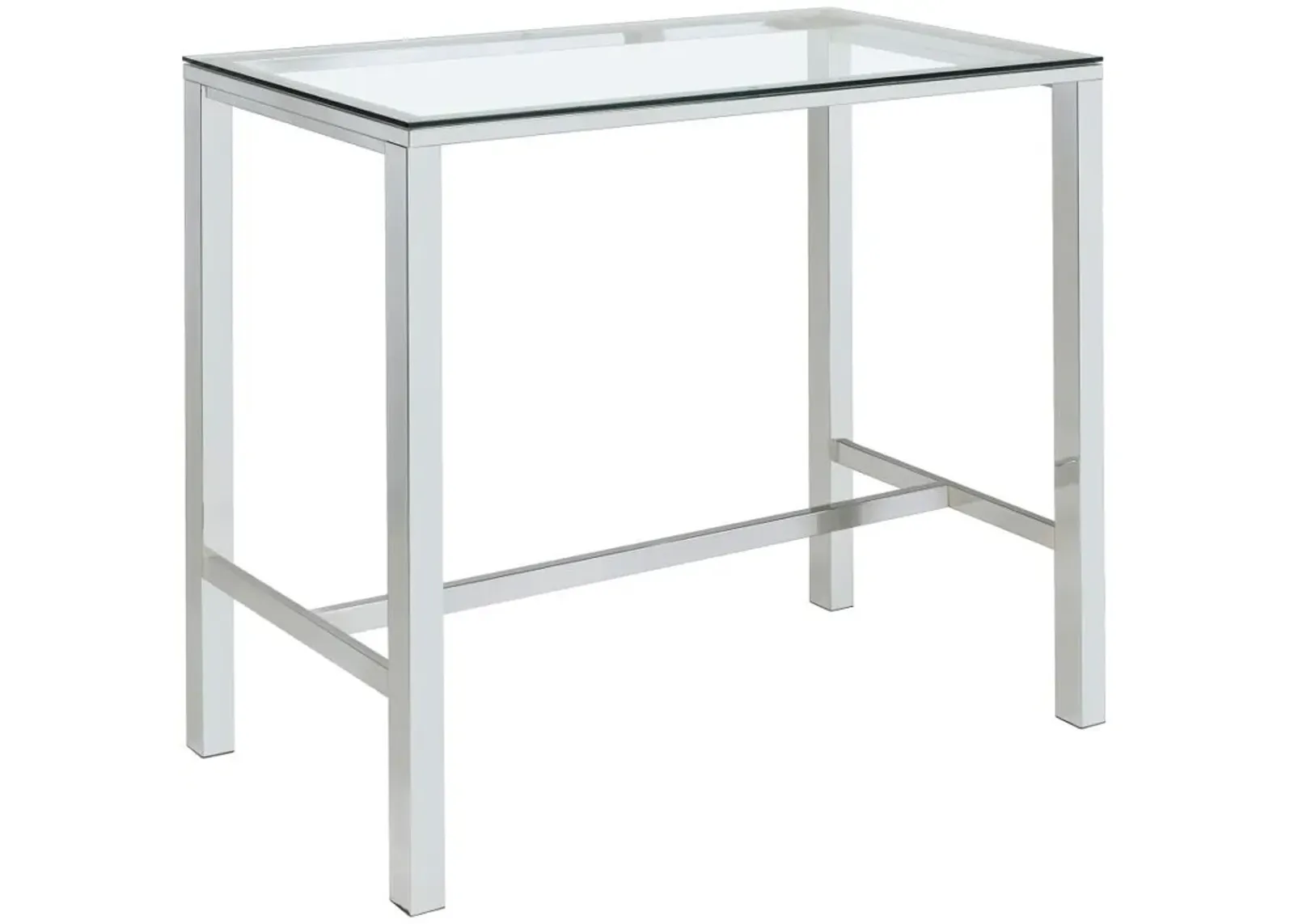 Tolbert - Rectangular Glass Top Pub Bar Table - Chrome