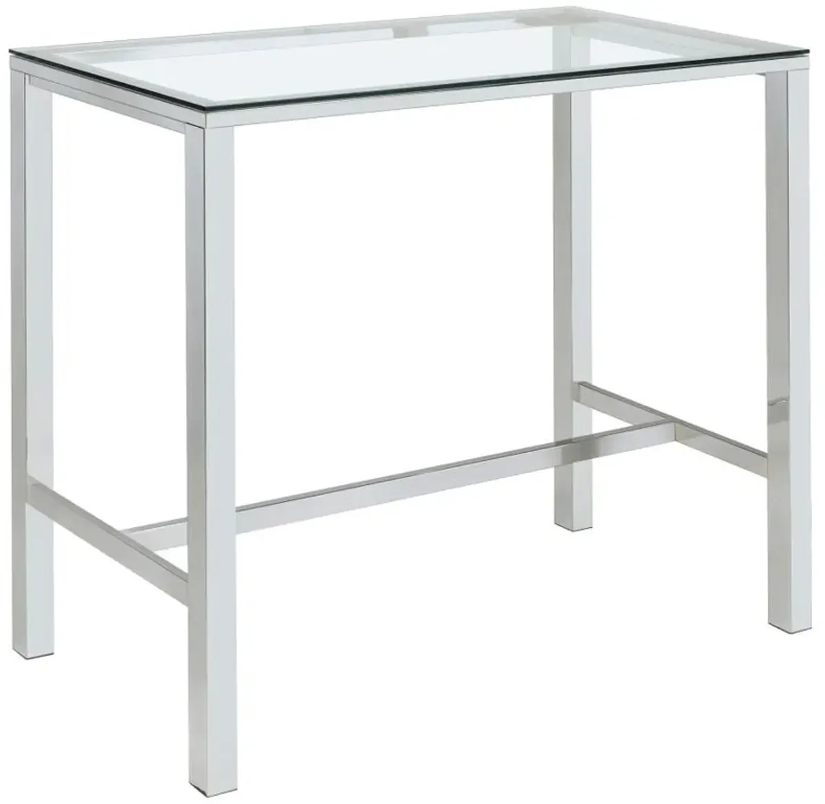 Tolbert - Rectangular Glass Top Pub Bar Table - Chrome