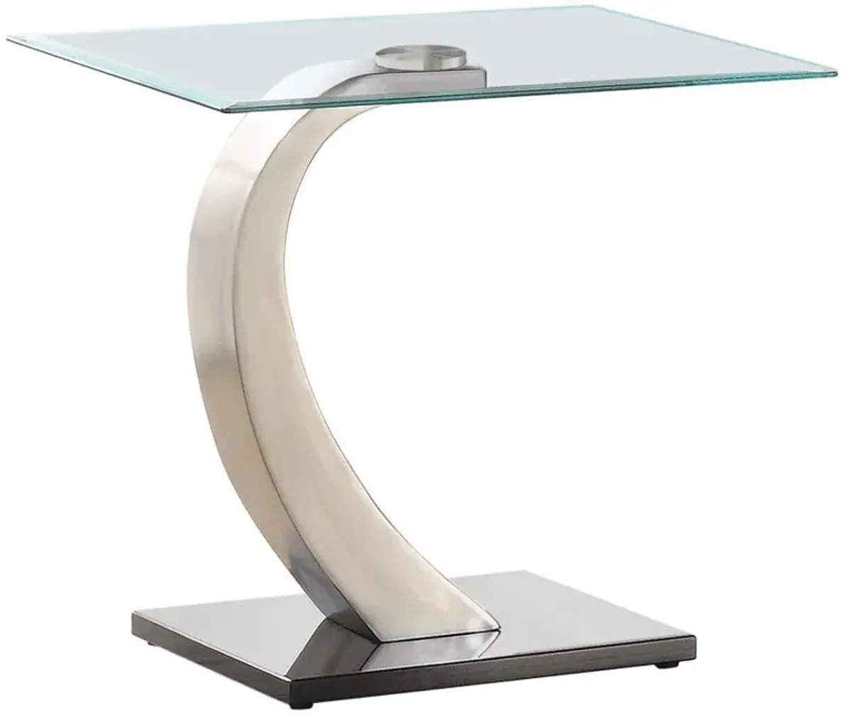 Pruitt - Rectangular Glass Top Metal Side End Table - Satin