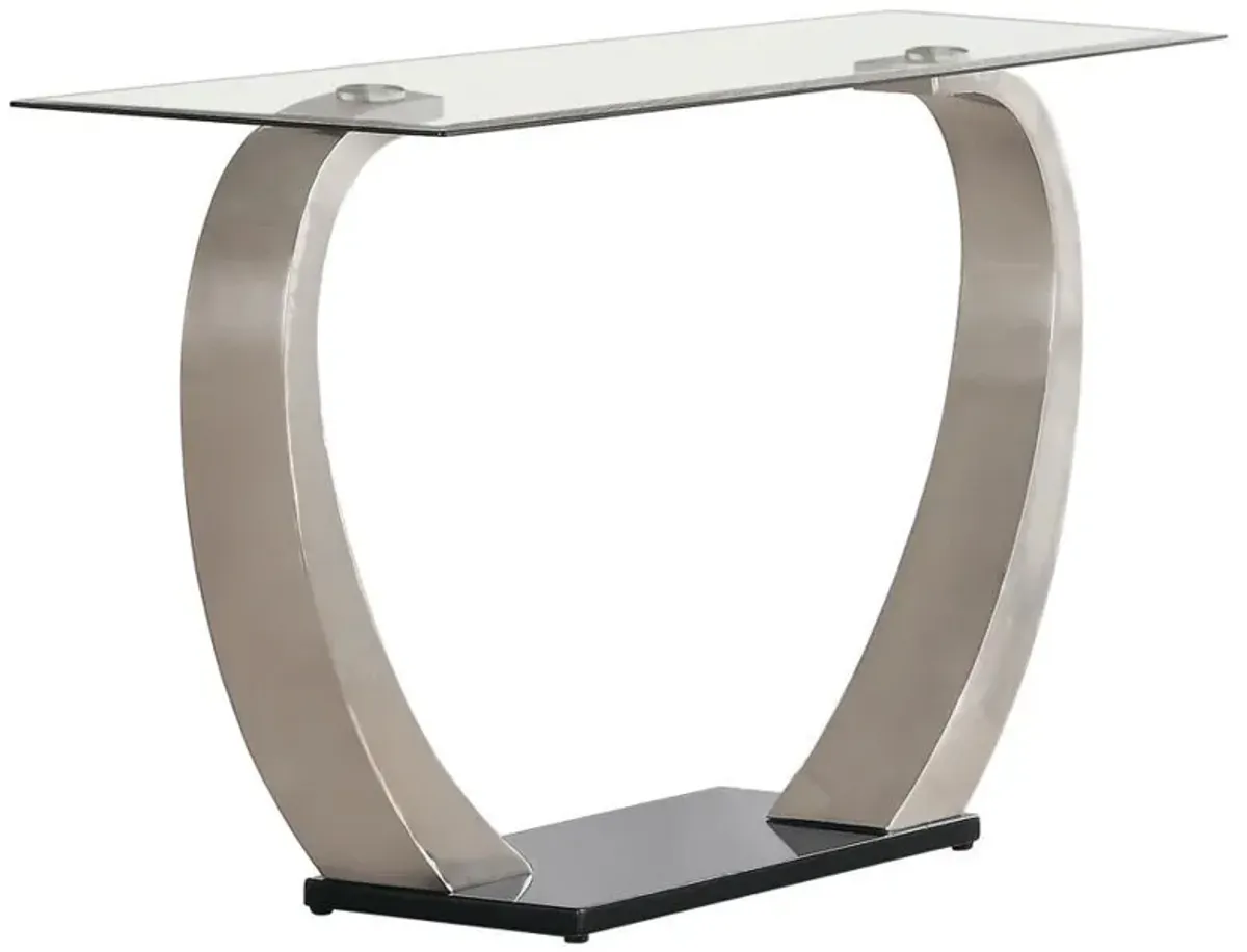 Pruitt - Glass Top Metal Base Console Table - Satin