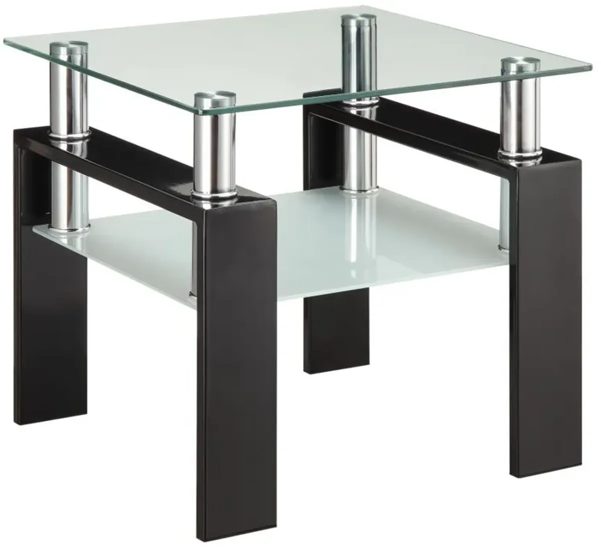 Dyer - 1-Shelf Square Glass Top Side End Table - Black