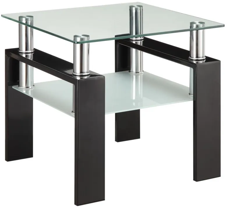 Dyer - Tempered Glass End Table With Shelf - Black