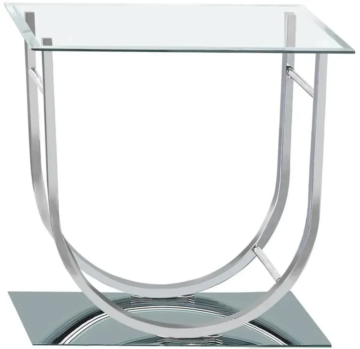 Danville - Square U-Shaped Glass Top Side End Table - Chrome