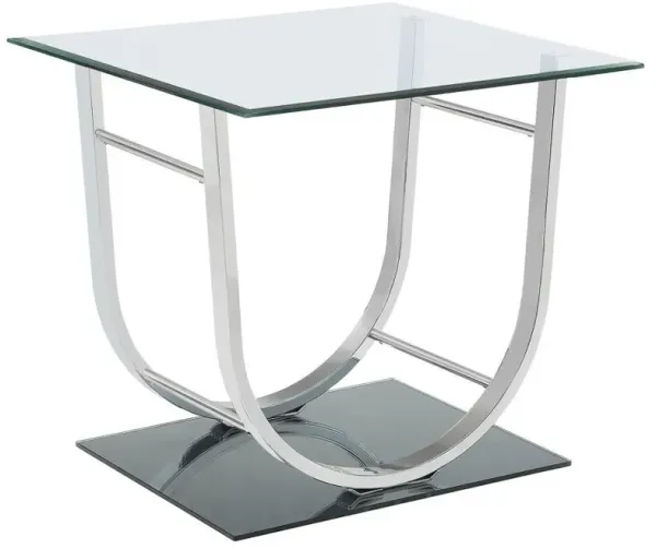 Danville - Square U-Shaped Glass Top Side End Table - Chrome