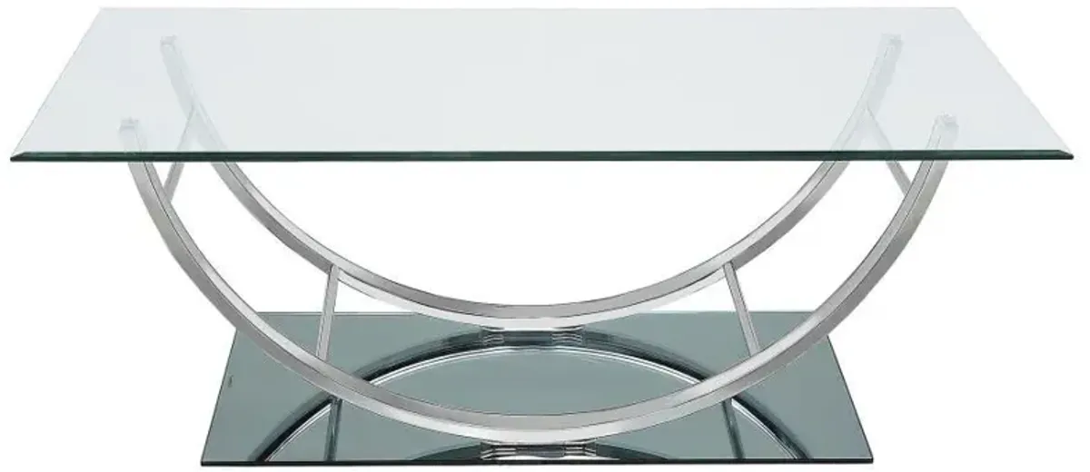 Danville - Rectangular U-Shaped Glass Top Coffee Table - Chrome