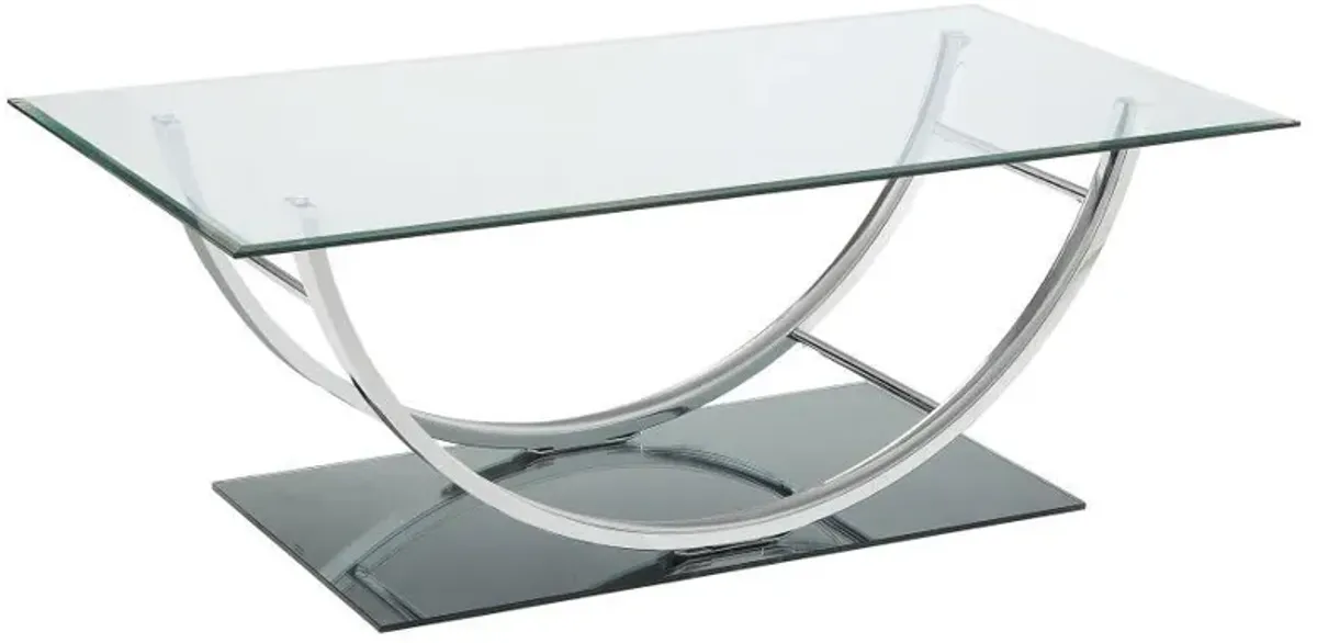 Danville - Rectangular U-Shaped Glass Top Coffee Table - Chrome