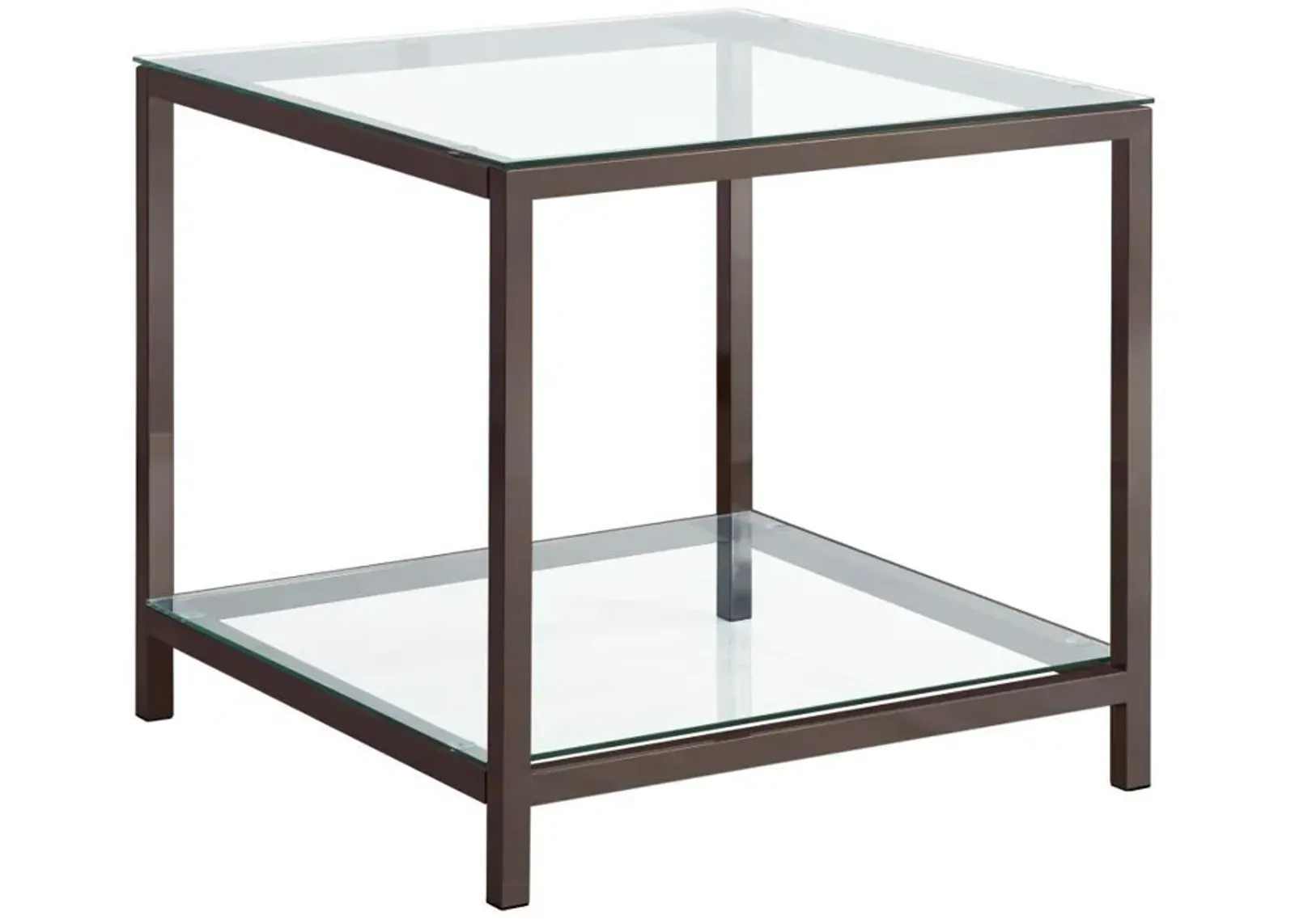 Trini - 1-Shelf Glass Top Side End Table - Black Nickel