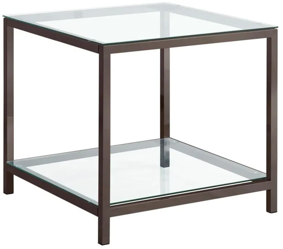 Trini - 1-Shelf Glass Top Side End Table - Black Nickel