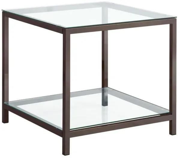 Trini - 1-Shelf Glass Top Side End Table - Black Nickel