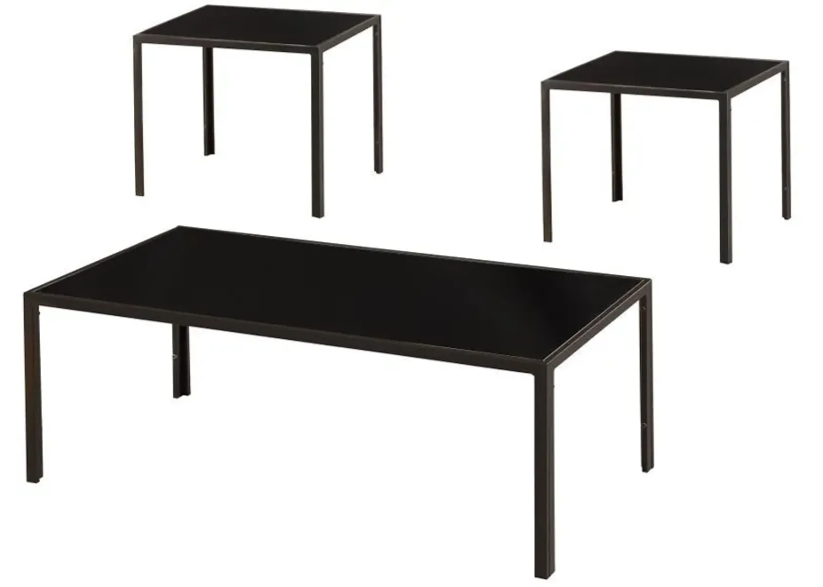 Brock - Rectangular Glass Top Coffee Table Set - Black