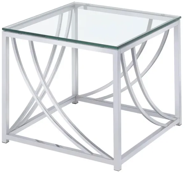 Lille - Square Glass Top Side End Table - Chrome