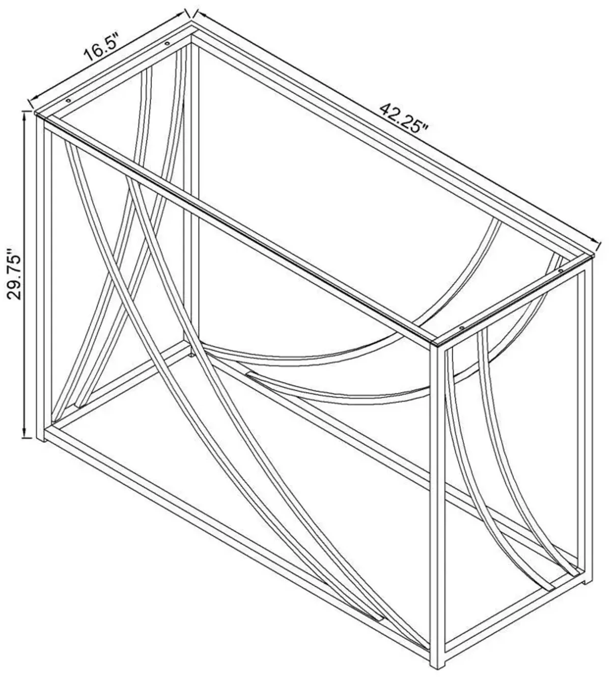 Lille - Glass Top Entryway Sofa Console Table Accents - Chrome