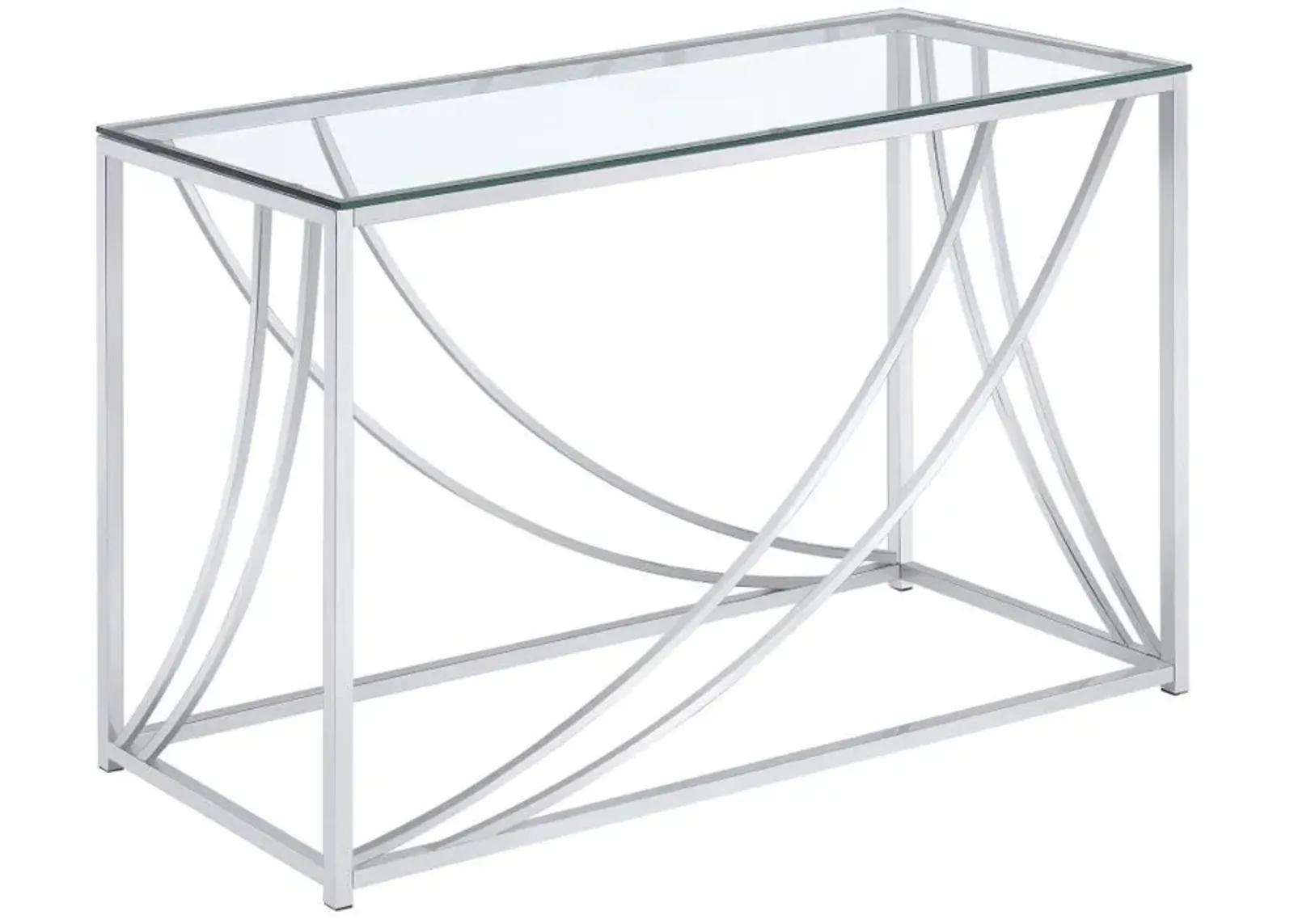 Lille - Glass Top Entryway Sofa Console Table Accents - Chrome