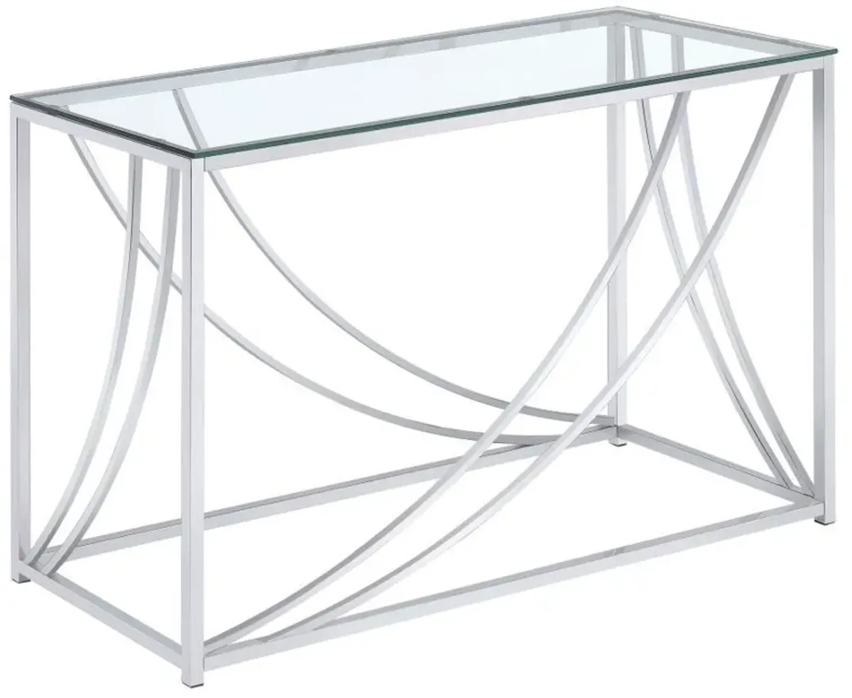 Lille - Glass Top Entryway Sofa Console Table Accents - Chrome