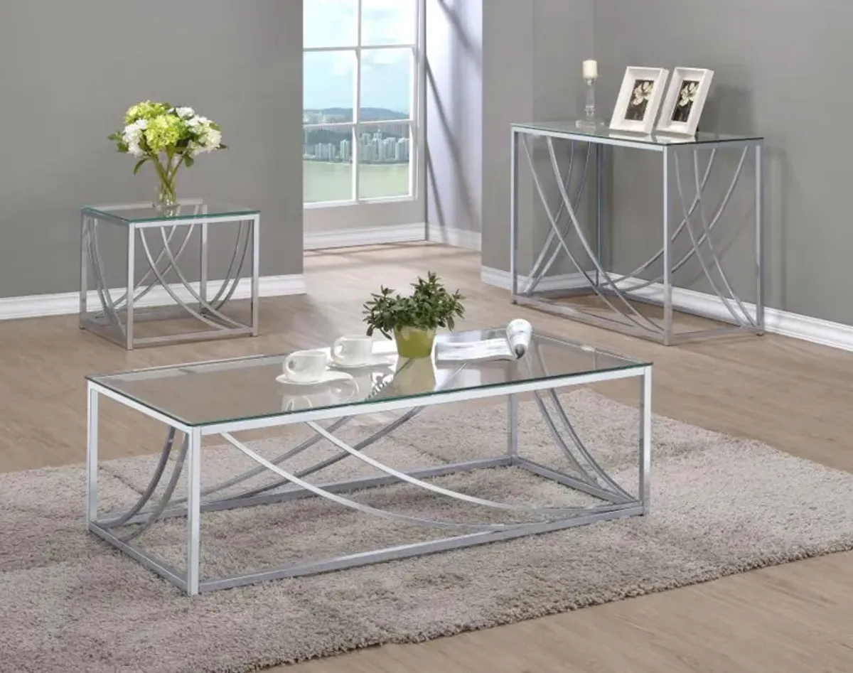 Lille - Rectangular Glass Top Coffee Table - Chrome