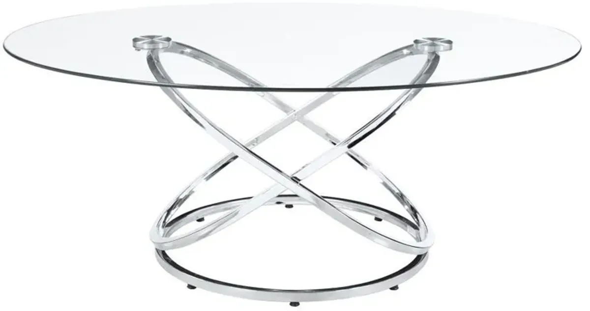 Warren - 3 Piece Oval Glass Top Coffee Table Set - Chrome