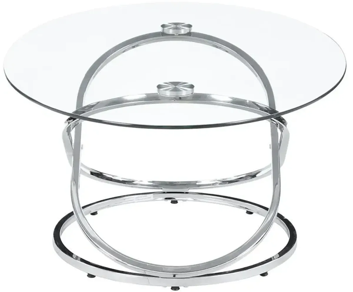 Warren - 3 Piece Oval Glass Top Coffee Table Set - Chrome