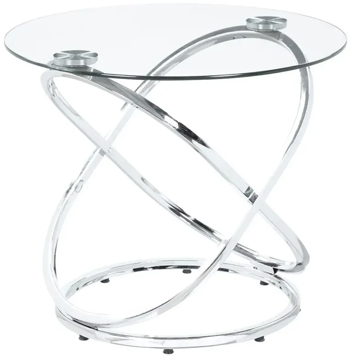 Warren - 3 Piece Oval Glass Top Coffee Table Set - Chrome