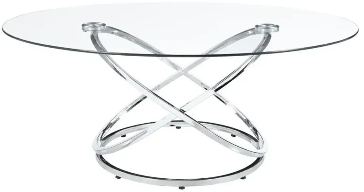 Warren - 3 Piece Oval Glass Top Coffee Table Set - Chrome