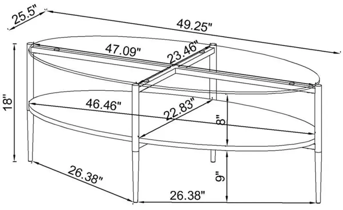 Cadee - Oval Glass Top Coffee Table - White And Chrome