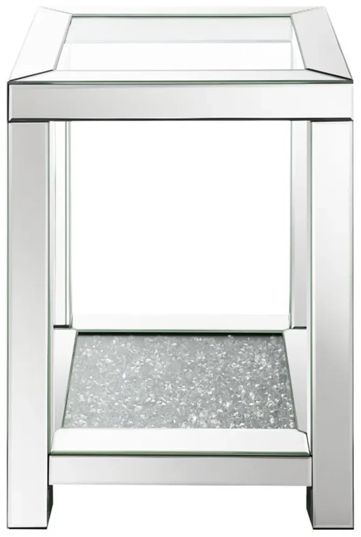 Valentina - 1-Shelf Square Glass Top Side End Table - Silver