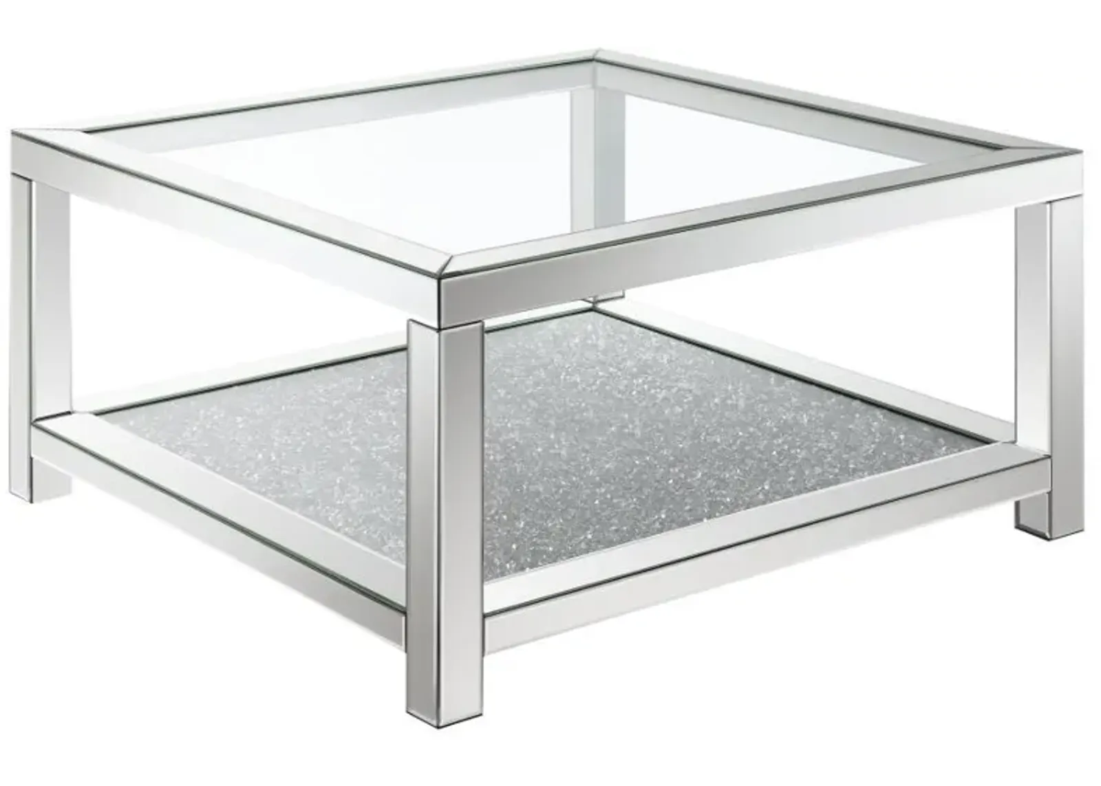 Valentina - 1-Shelf Square Glass Top Coffee Table - Silver