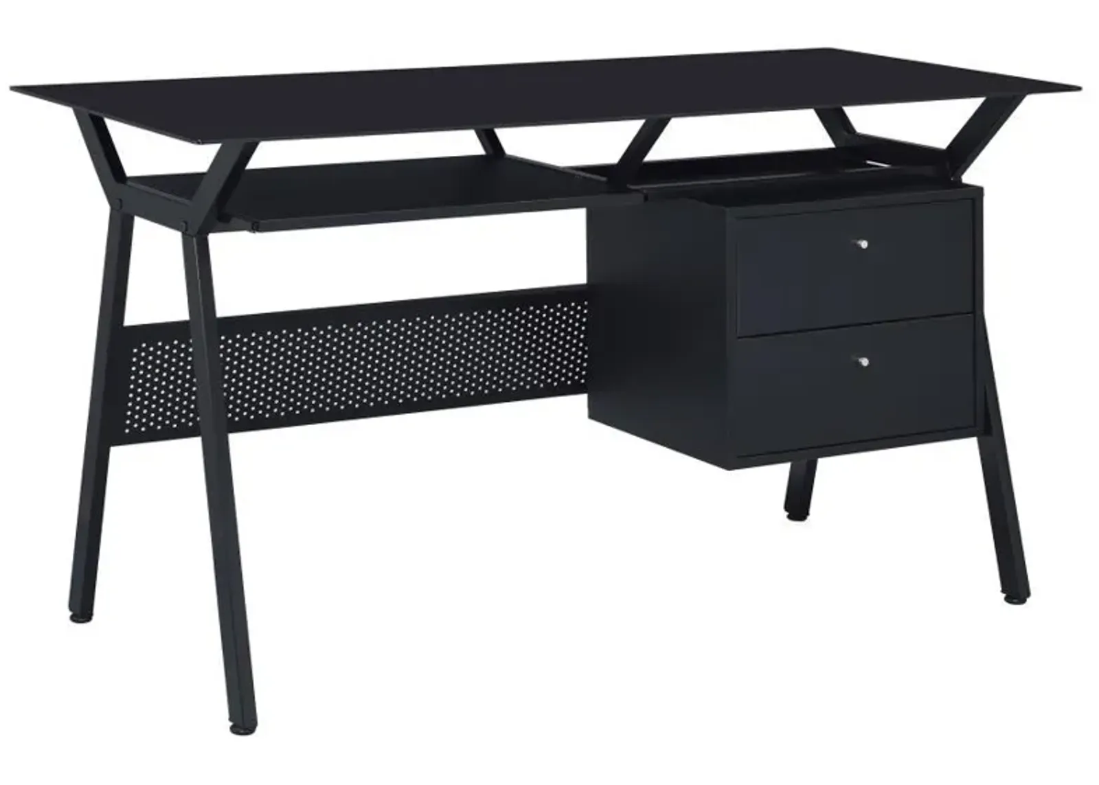 Weaving - 2-Drawer Computer Desk Keyboard Tray - Black