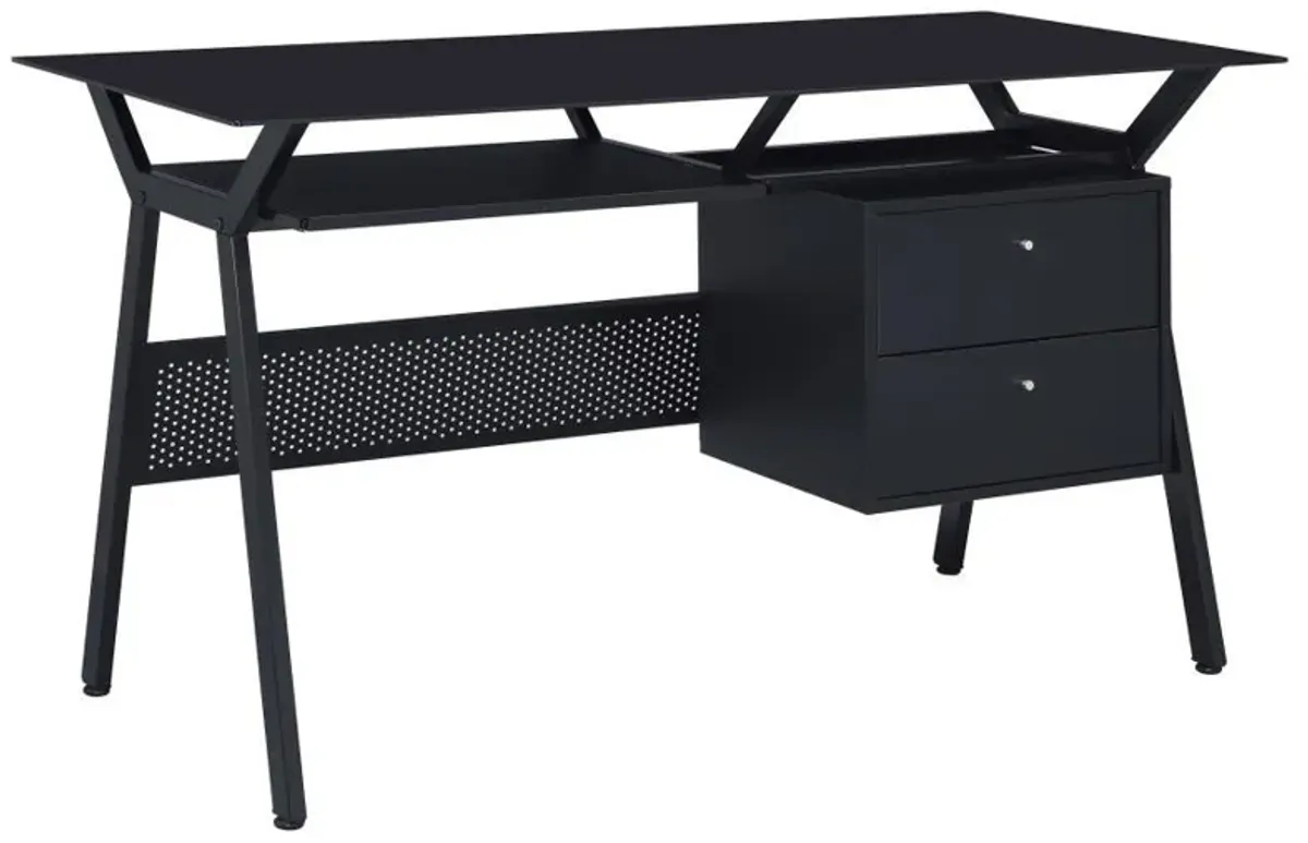 Weaving - 2-Drawer Computer Desk Keyboard Tray - Black